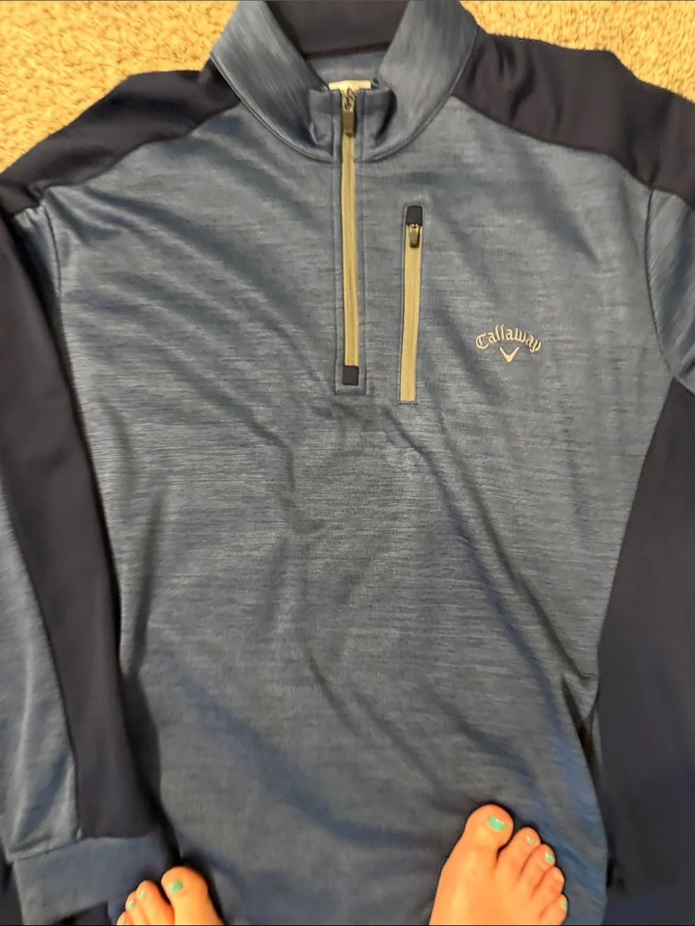 Callaway Men's Two-Tone Navy and Heather Blue Performance Quarter-Zip